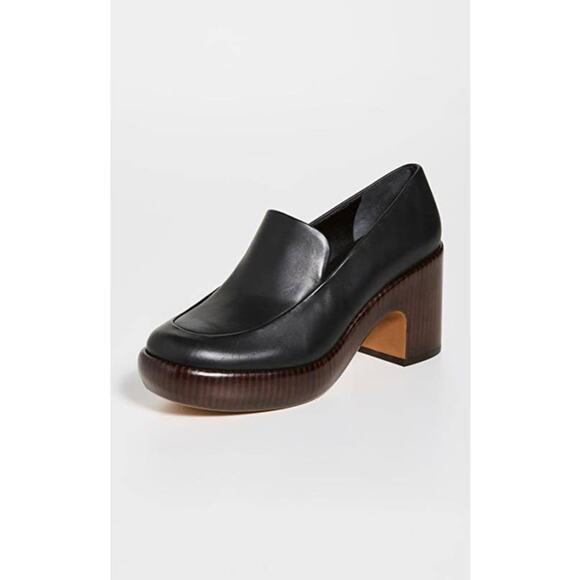 Vince Narissa Black Leather Platform Block Heel Chunky Clogs Size 9.5M - Picture 1 of 8